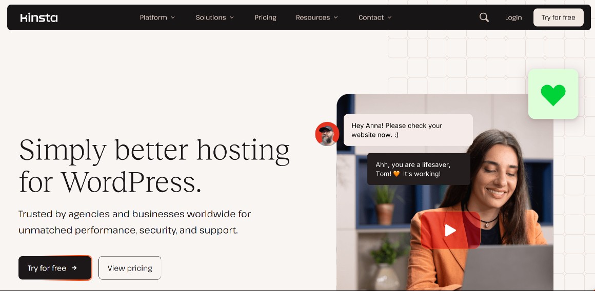 Kinsta website
